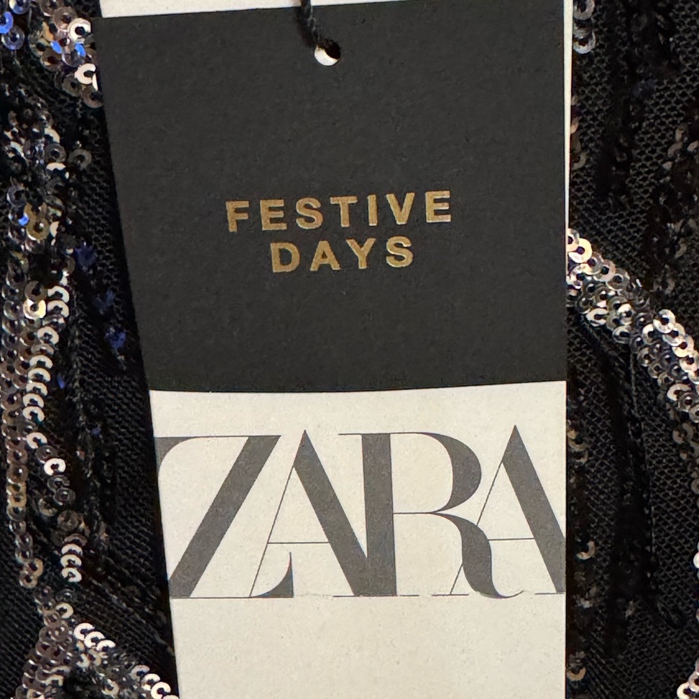 Zara Black Sequins Mini Dress-Made In Morroco - Picture 8 of 12